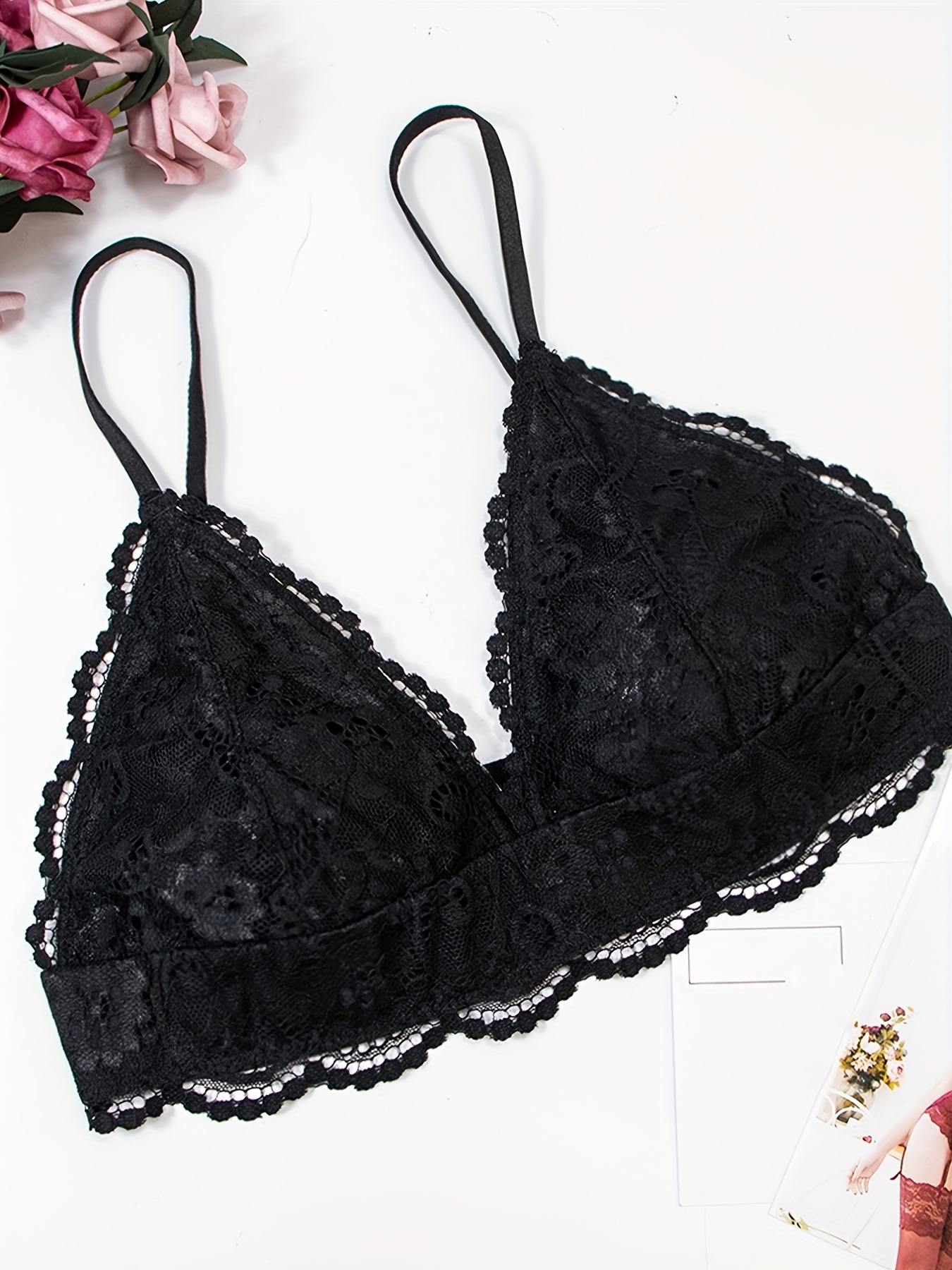 Simple Solid Floral Lace Criss Cross Bra Comfy Breathable - Temu