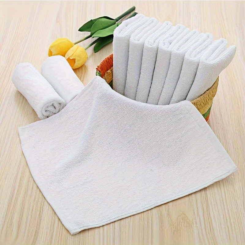 White Small Square Towel Cotton Towel Hotel Restaurant - Temu