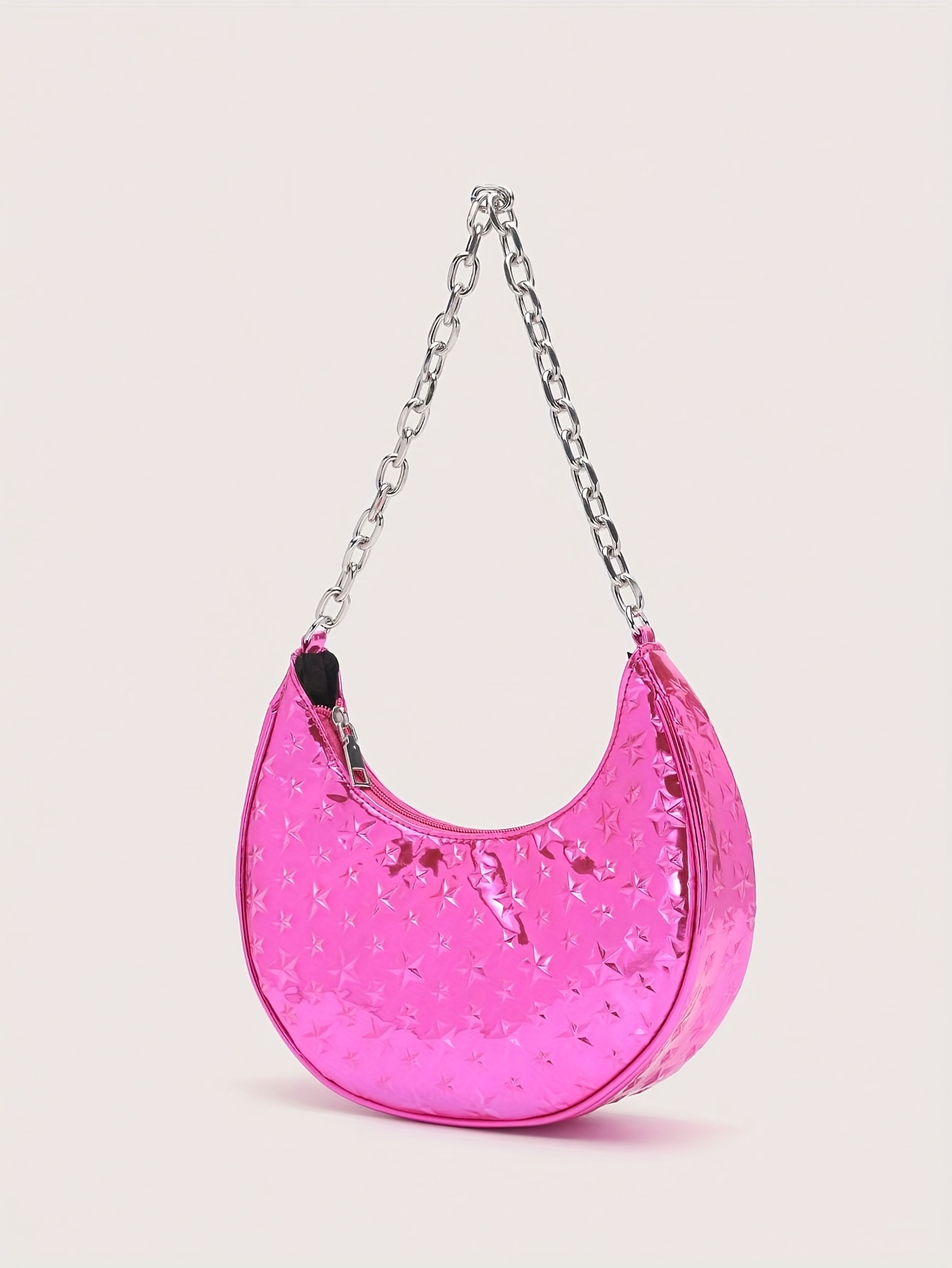 Star Pattern Zipper Underarm Bag, Pu Leather Y2k Style Shoulder