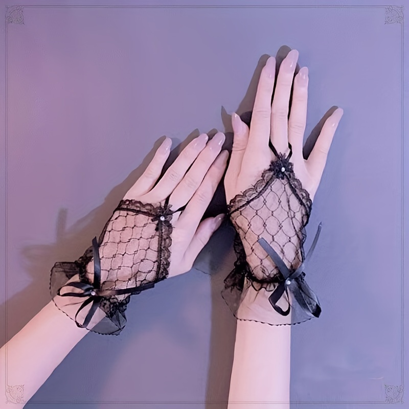 4 Pairs Women's Lace Gloves Fingerless Floral Lace Gloves Costume Wedding  Prom Gloves for Tea Party Cosplay