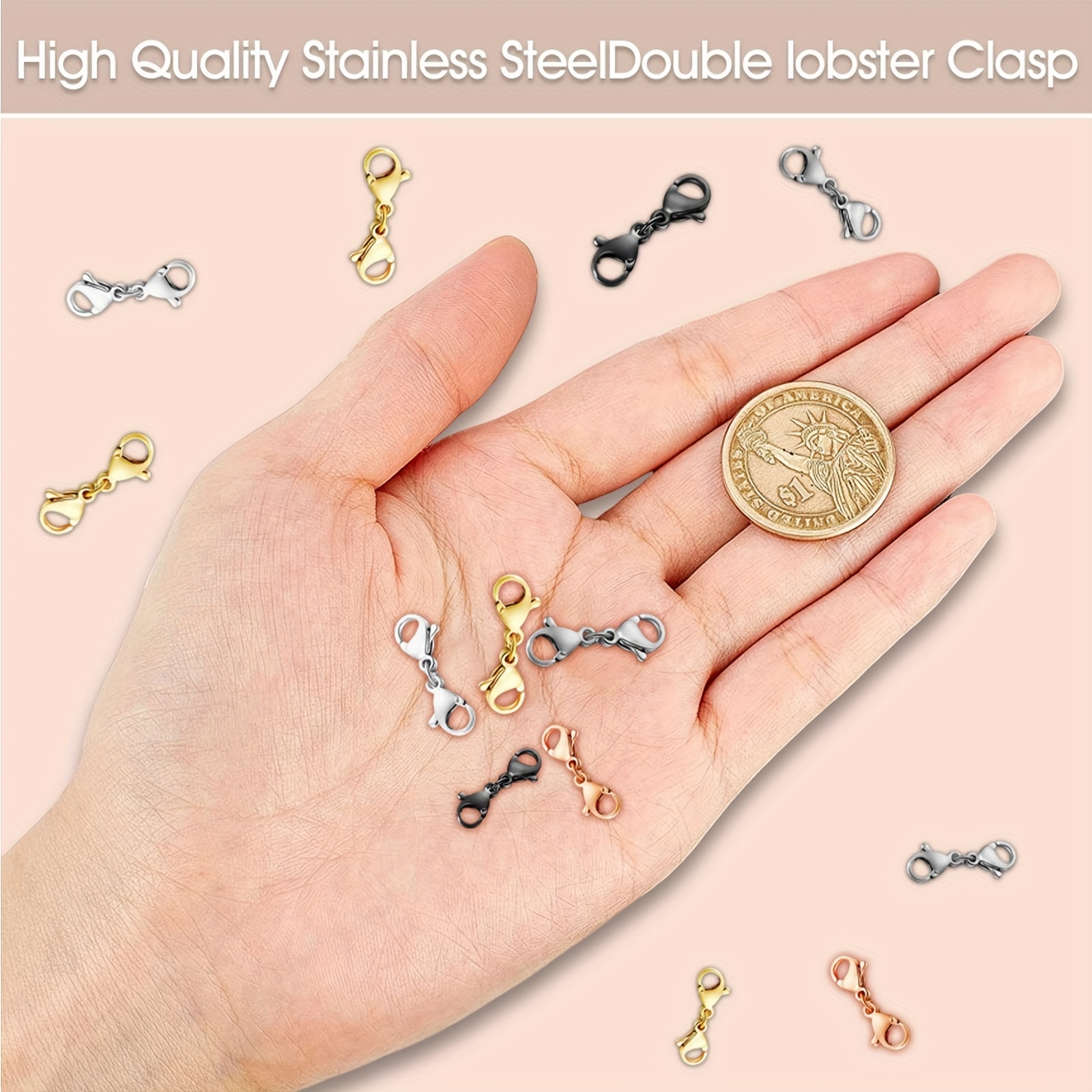 Stainless Steel Double Lobster Clasp Extender Claw Connector