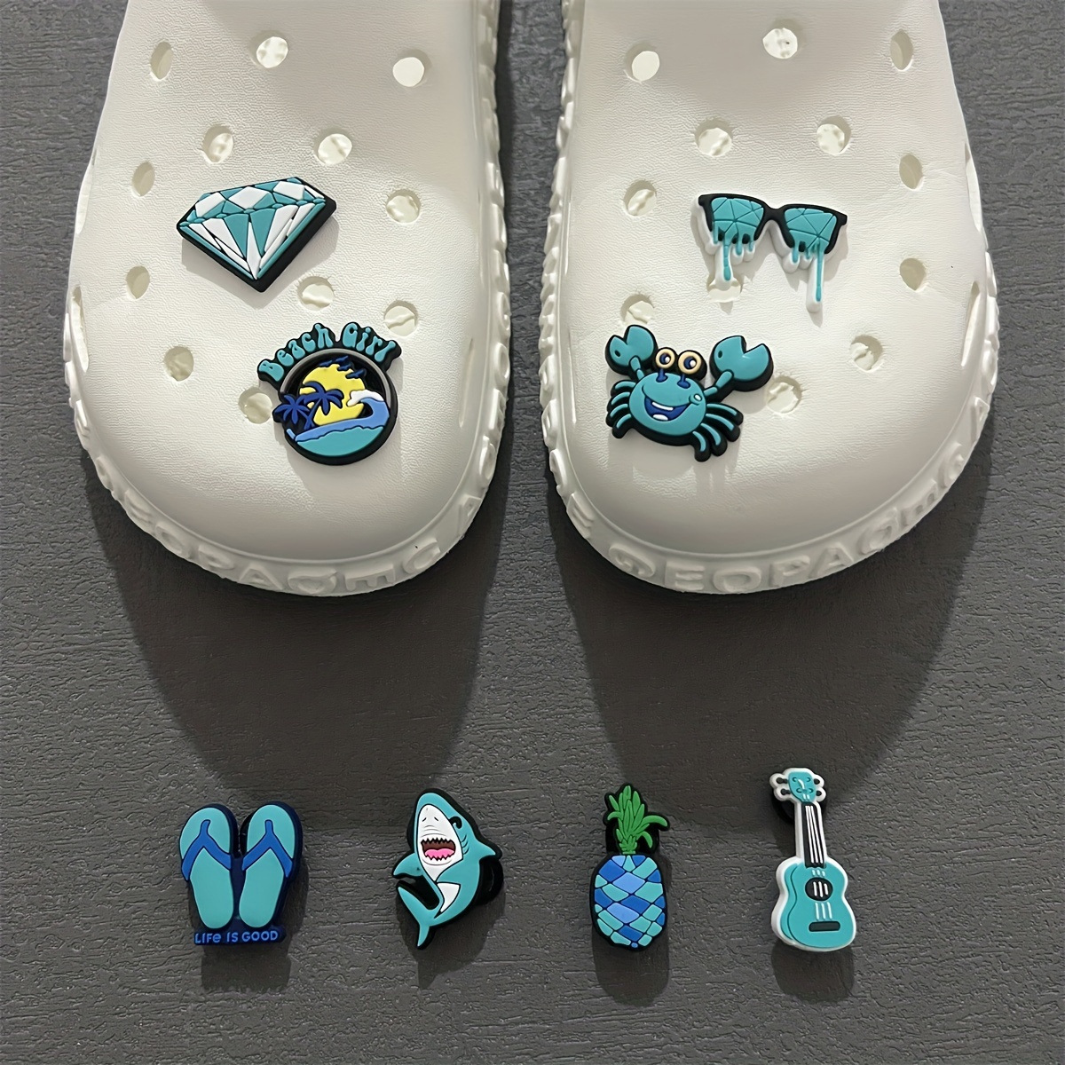 Purple And Blue Ocean Beach Cartoon Shoes Charms For - Temu