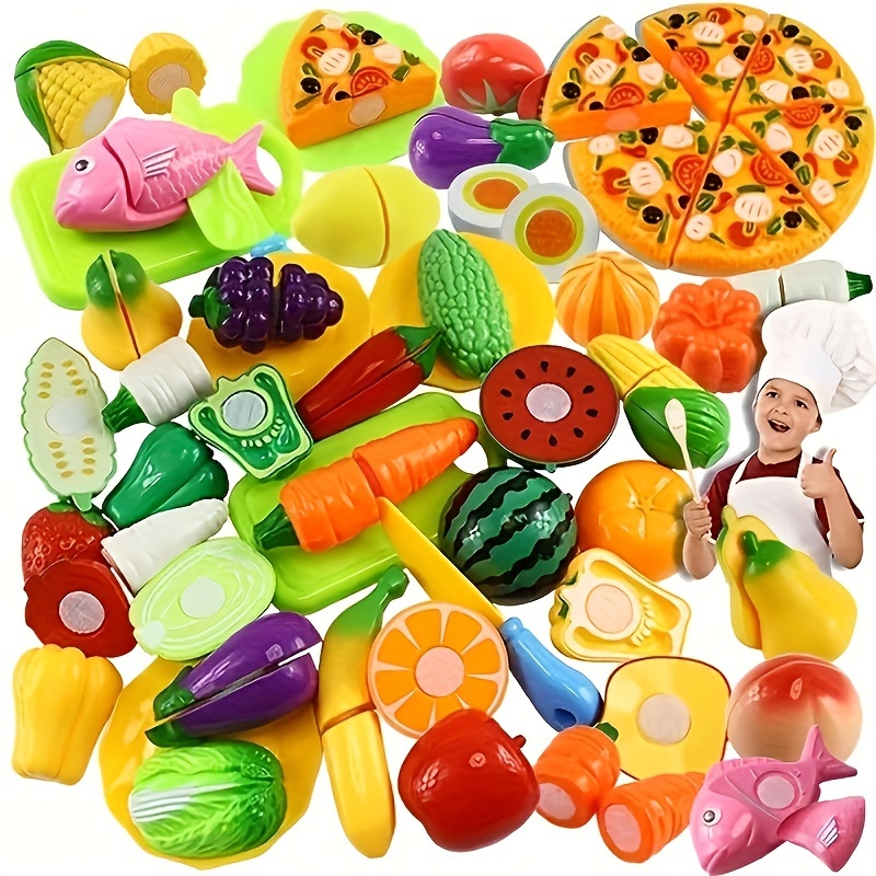 

24-piece Fun Pretend Play Food Set - Fruits & Vegetables For Kids Ages 3-6, Perfect For Early Learning Skills Development (colors Vary) Food Toys For Kids Play Food For Kids