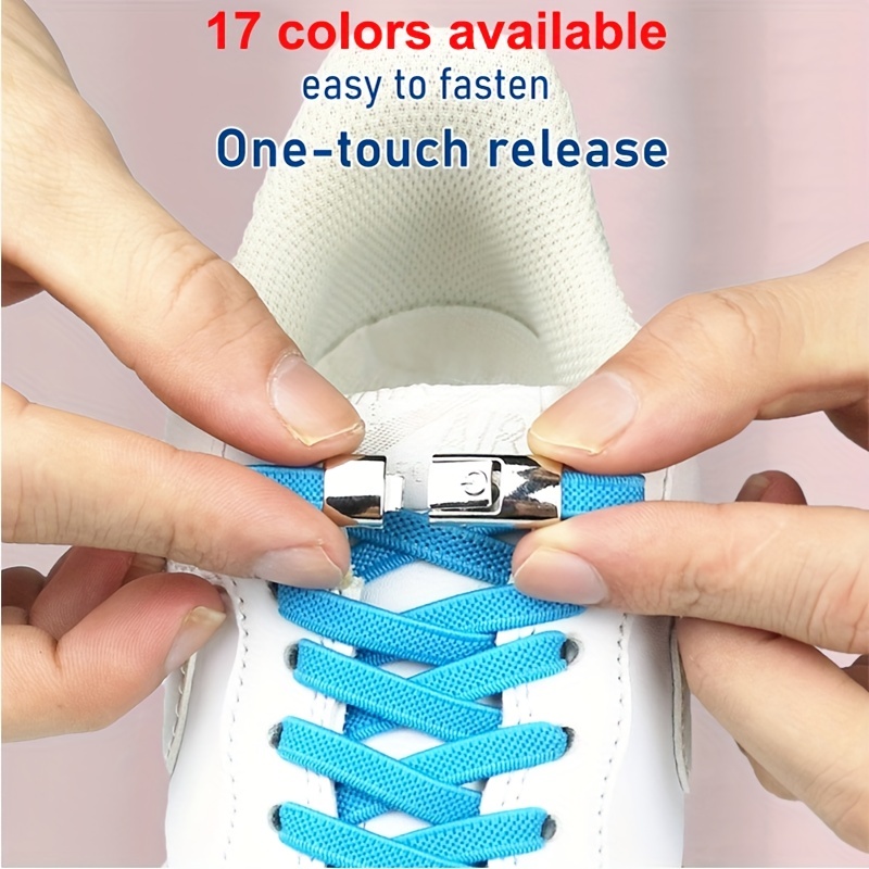 17 Colors Lazy Elastic Shoelaces No Tie Shoe Laces Metal - Temu