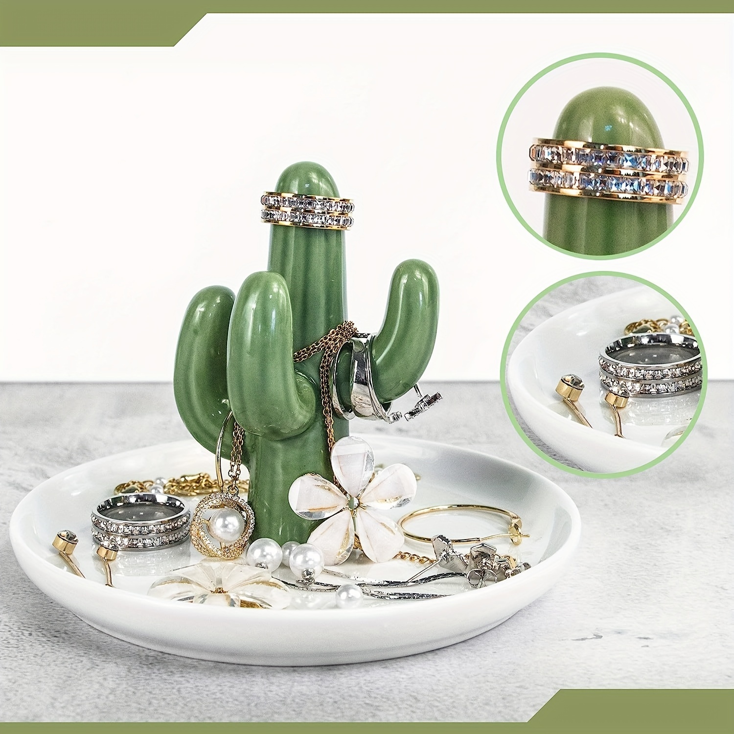 Aloe Vera Jewelry Tray Jewelry Holder Stand Ceramic Jewelry Tray