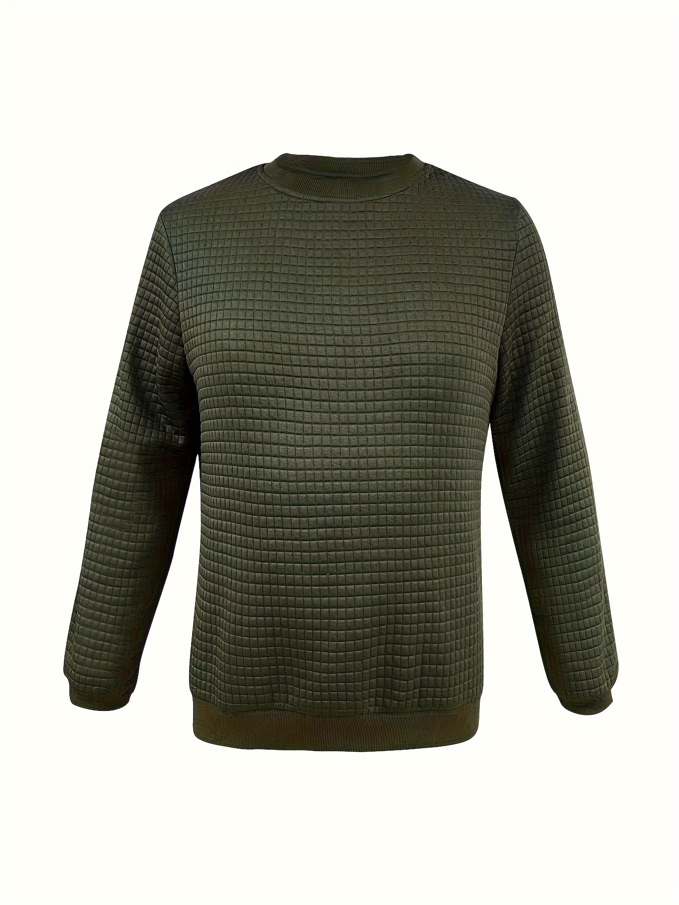 Plus Size Men's Waffle Pullover Stretchy Crew Neck Long - Temu