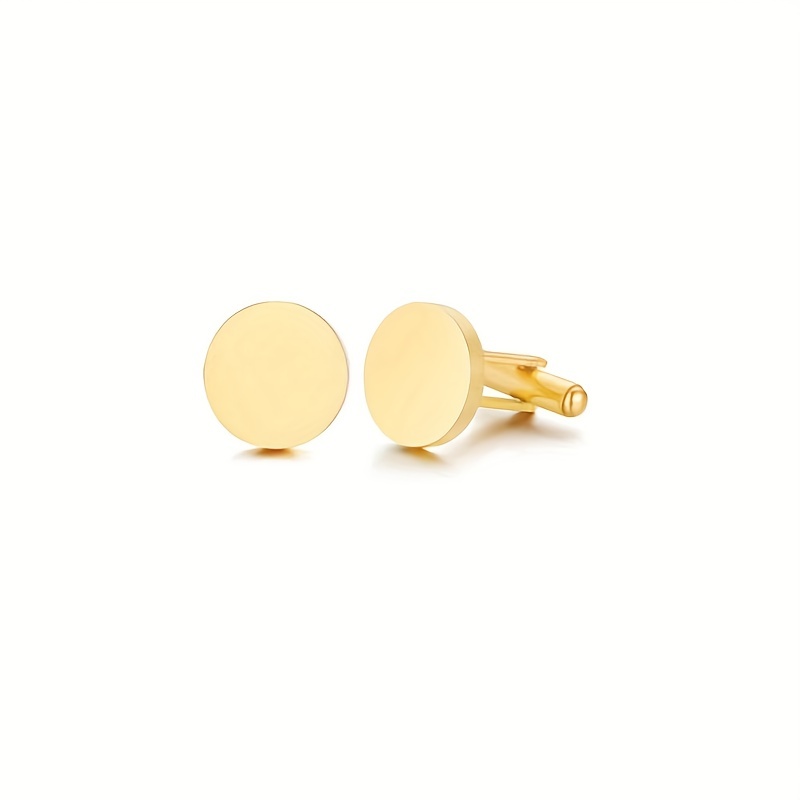 Men's Stainless Steel Button Cufflinks Square Round Shirt Cufflinks