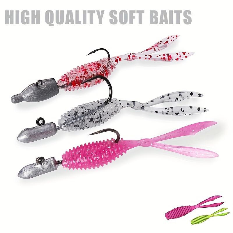 5pcs Soft Spider Fishing Lures Lifelike Skin Pattern Bionic Bait Weedless  Plastic Body with Sharp Hook for Bass Trout 3.15in/8cm