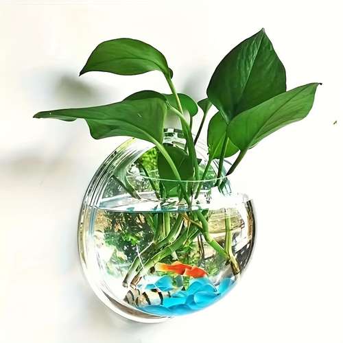 1pc, Free Punching Hydroponics Planter, Home Decoration PotWall Hanging Mount Bubble Aquarium Bowl Fish Tank AquariumHome Minipot