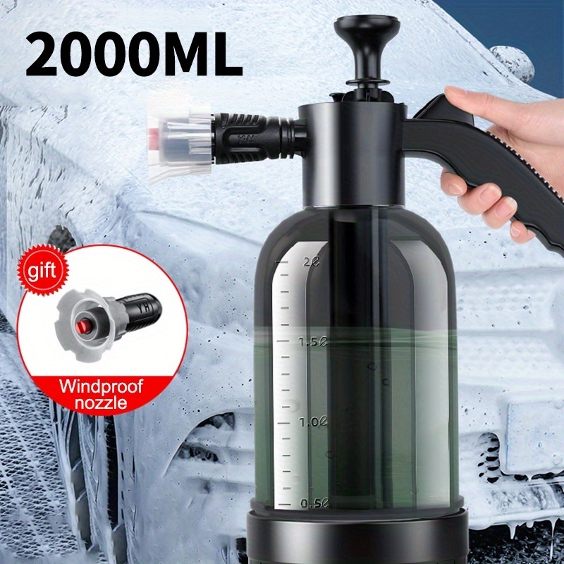 Portable Car Wash Foam Sprayer 2L Multipurpose Watering Can Handheld for House Cleaning Home Automotive Detailing Yard, Size: 34cmx13cm, Clear