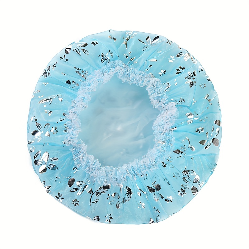 2pcs Double Layer Shower Caps Adjustable Printed Bonnet