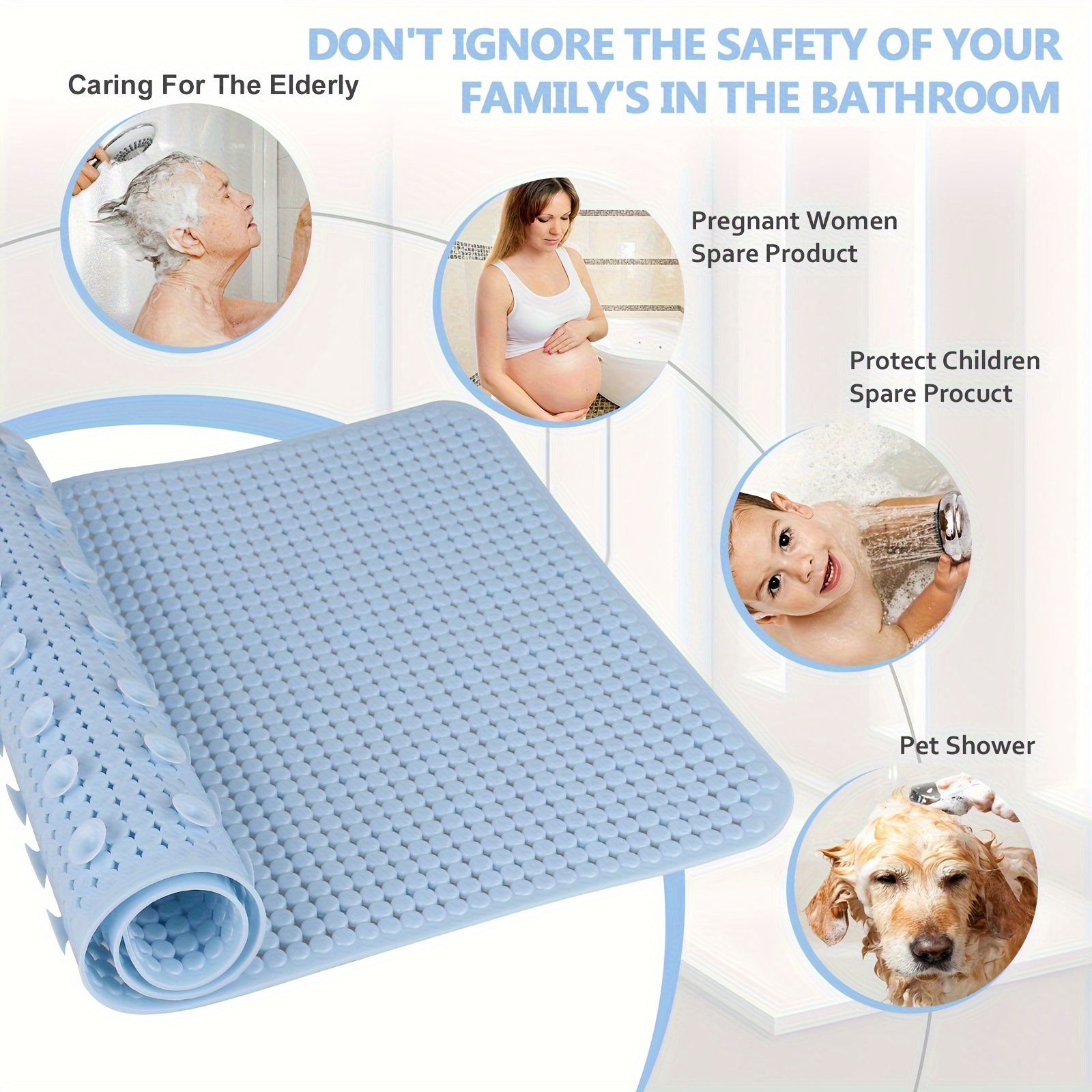 Tpe Bath Mat Safe Suction Massage Mat - Temu