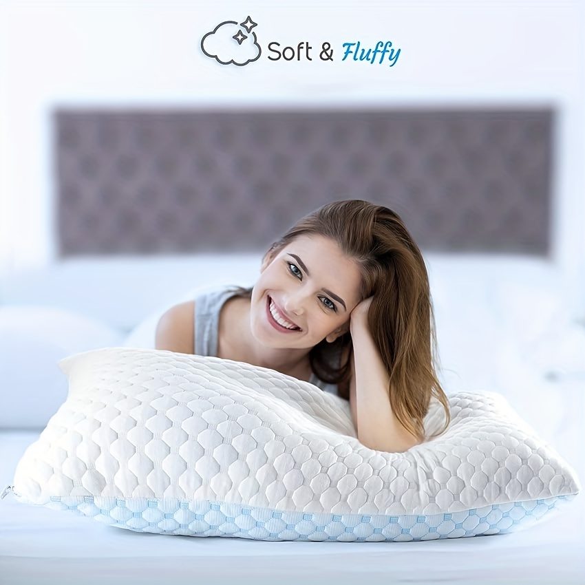 4R Pillows Queen Size Set of 2 - Cooling Shredded Memory Foam Pillow - Firm  and Soft Adjustable Bed Pillow for Sleeping - Back/Stomach/Side Sleeper