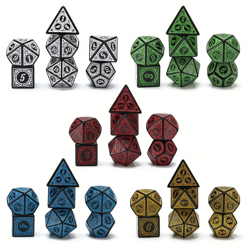 7 pezzi / set dadi poliedrici multi lati dadi D&D RPG per giochi