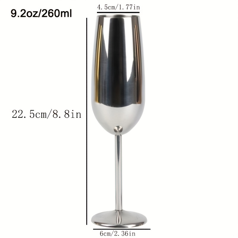 Stainless Steel Martini Glasses 4, 8 Oz Metal Cocktail Glasses