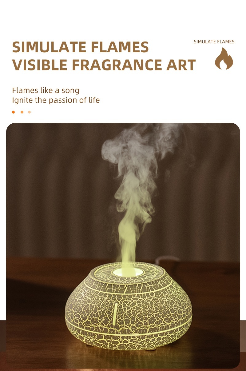 Diffuseur de Parfum d'huile essentielle Humidificateur d'air +Veilleuse à  Flamme