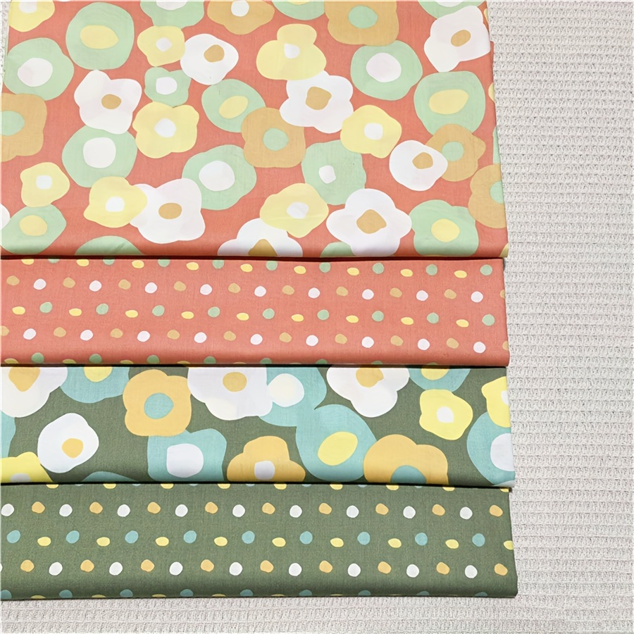 

4pcs 9.8 Inchx9.8 Inch (25cm X 25cm), Floral Cotton Fabric , Cotton Fabric Quilting Strips Precut For Craft Sewing Diy Crafts