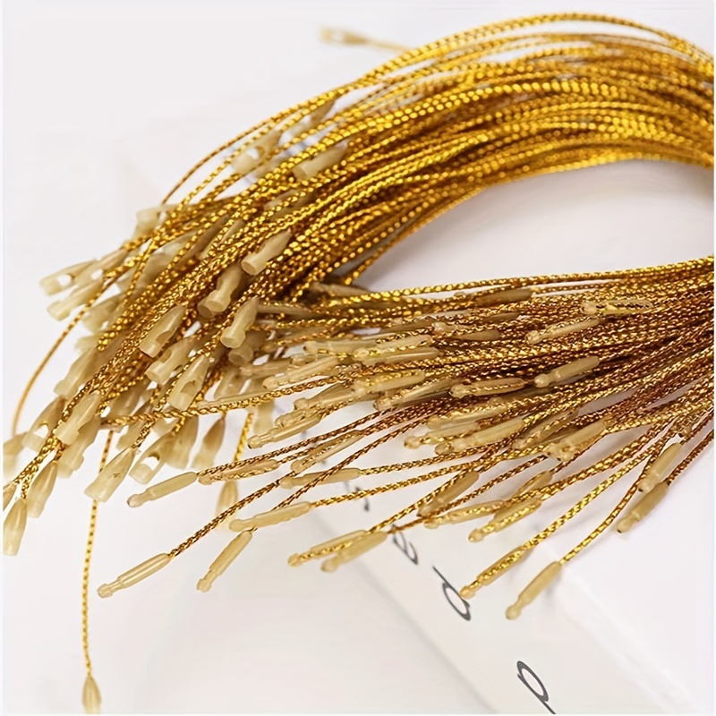 Christmas Ornaments Hanger String 200pcs Golden Ribbon Ornament Hook Ropes  String With Snaps Locking For Christmas Ornament Hanging Decorations