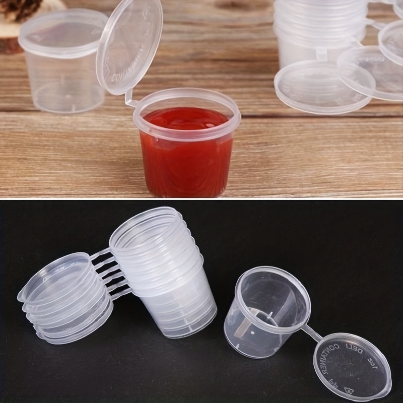 Cheap 10/20/30Pcs 25ml Small Plastic Round Cups Takeaway Sauce Cup