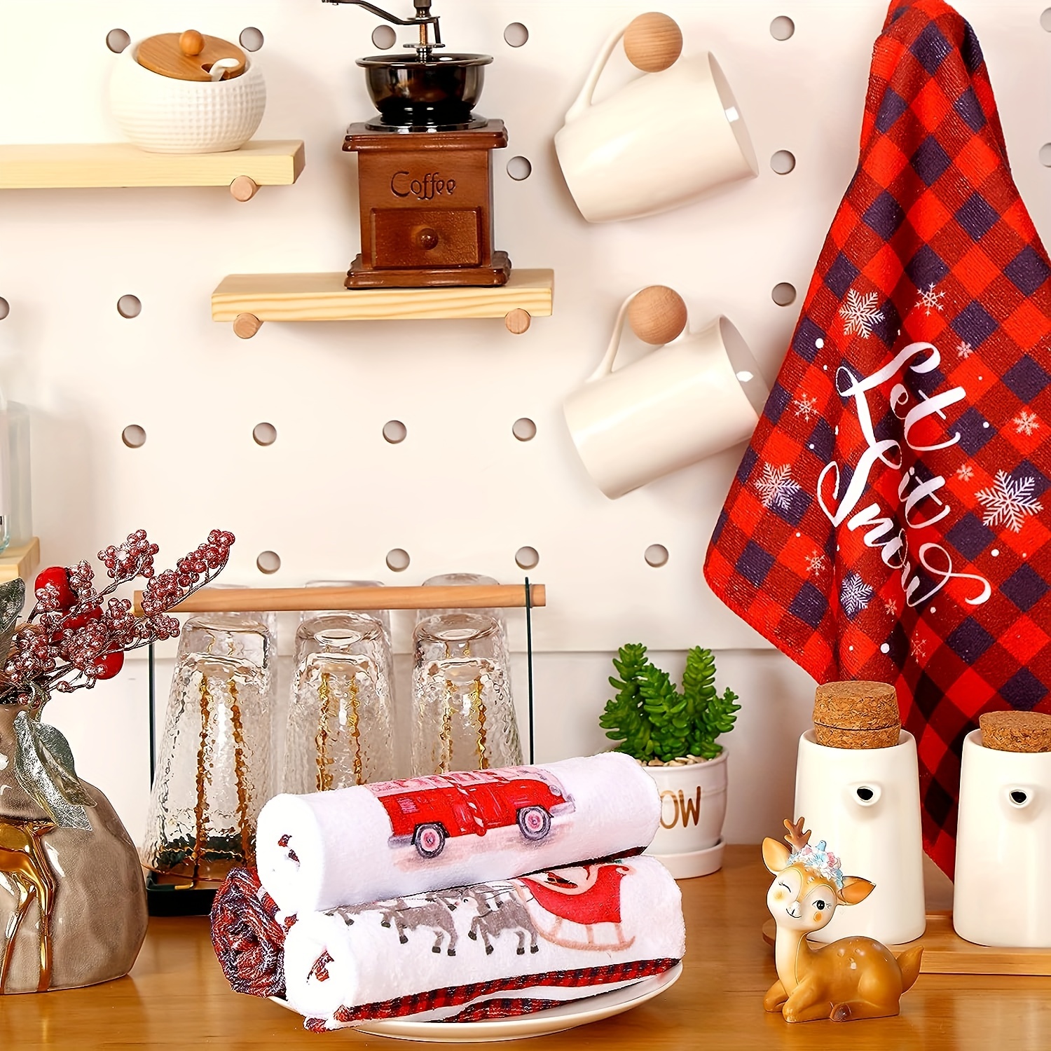 Christmas Hand Towels, Merry Christmas Buffalo Plaid Pattern Scouring Pad, Christmas  Kitchen Decoration, Ultra-fine Fiber Tea Towels, New Home Bathroom  Housewarming Gifts - Temu