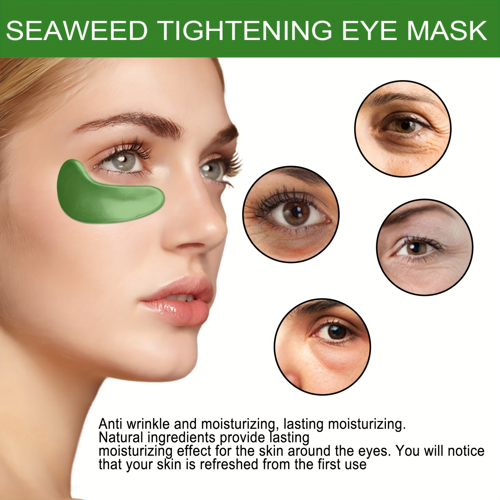Seaweed Green Eye Mask Patch for Fine Lines Dark Circles Eye Bag