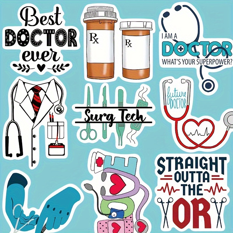 50pcs Doctor Medical Tool Stickers Creative Fun Desktop Handbook