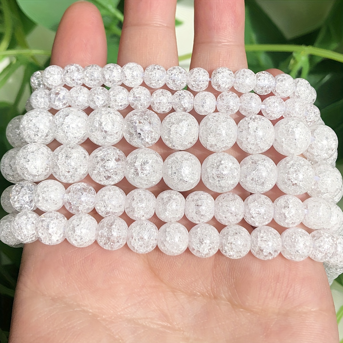 Natural Matte Polished White Crackle Crystal Stone Beads Round Loose Beads  For Jewelry Making Diy Bracelet Handmade Accessories - Temu New Zealand