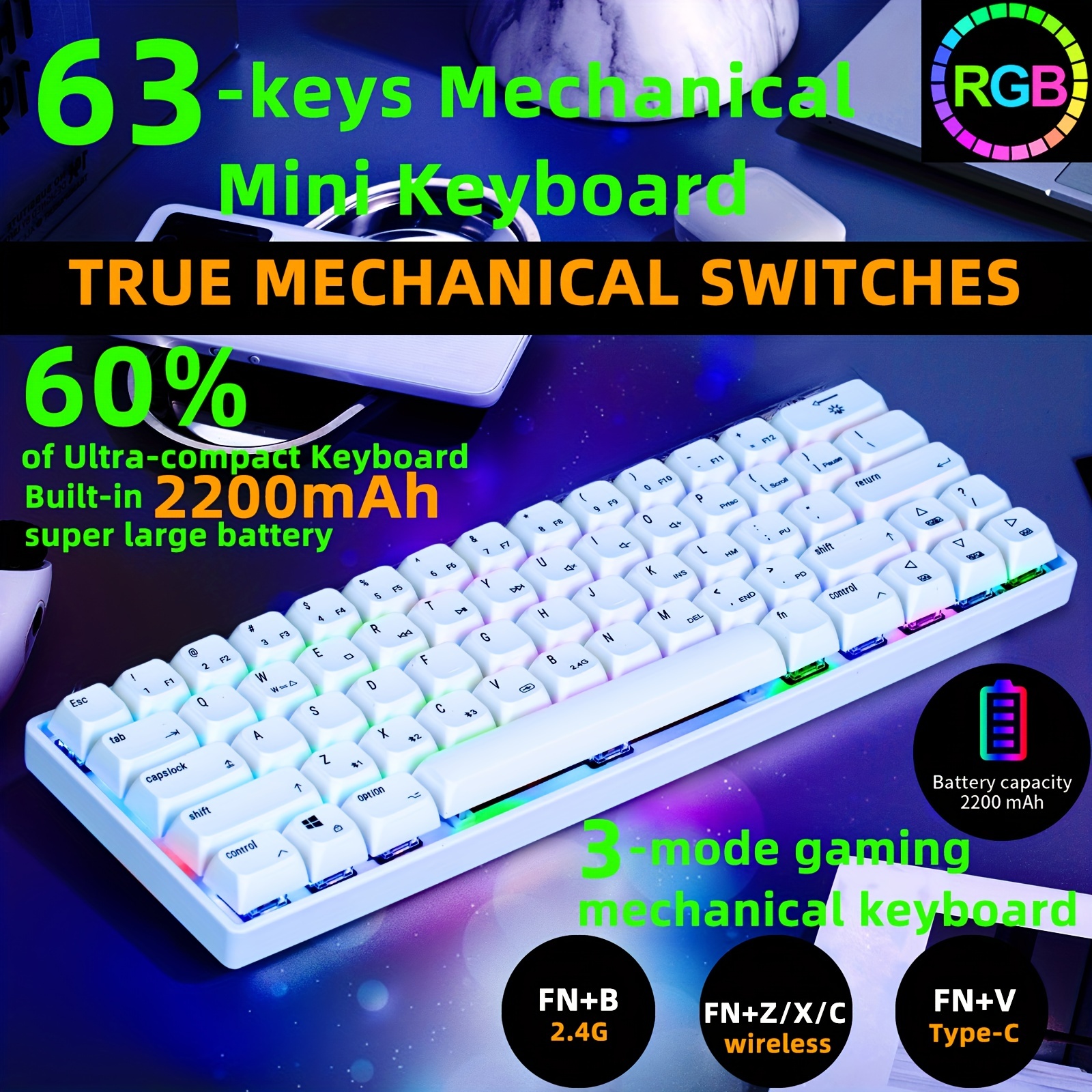 60% Wired Mechanical Keyboard Mini Gaming Keyboard - Temu