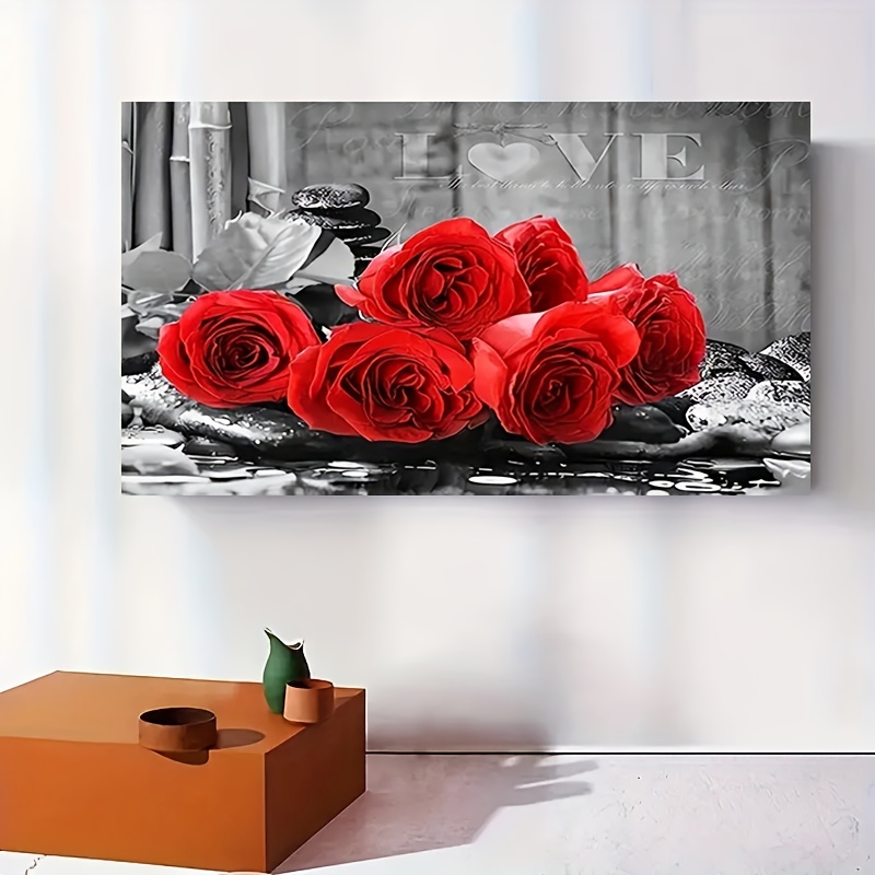 Canvas Poster, Vintage Art, Flowers, Red Roses, Love, Ideal Gift ...