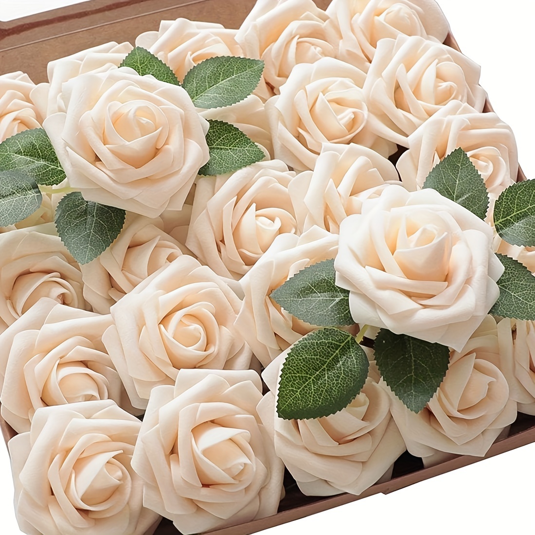 

25pcs Creamy Artificial Rose Flower Arrangement Home Decor, Office Decor, Cafe Decor, Valentine's Day Gift, Birthday Gift, Mother's Day Gift, Outdoor Wedding Diy Party Centerpieces And More!