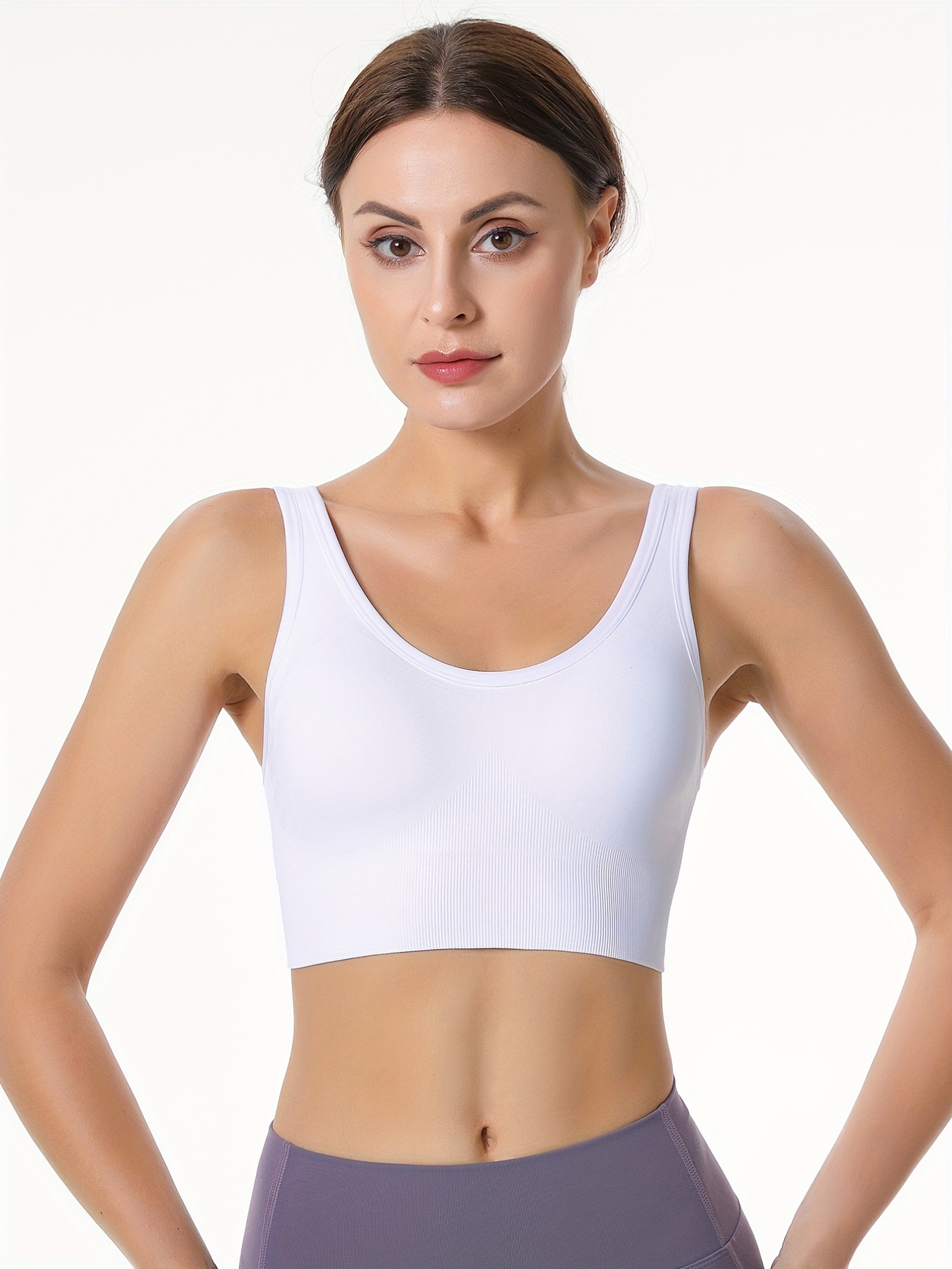 Solid Ribbed Sport Bra, Comfy & Breathable Adjustable Intimates Bra,  Women's Lingerie & Underwear