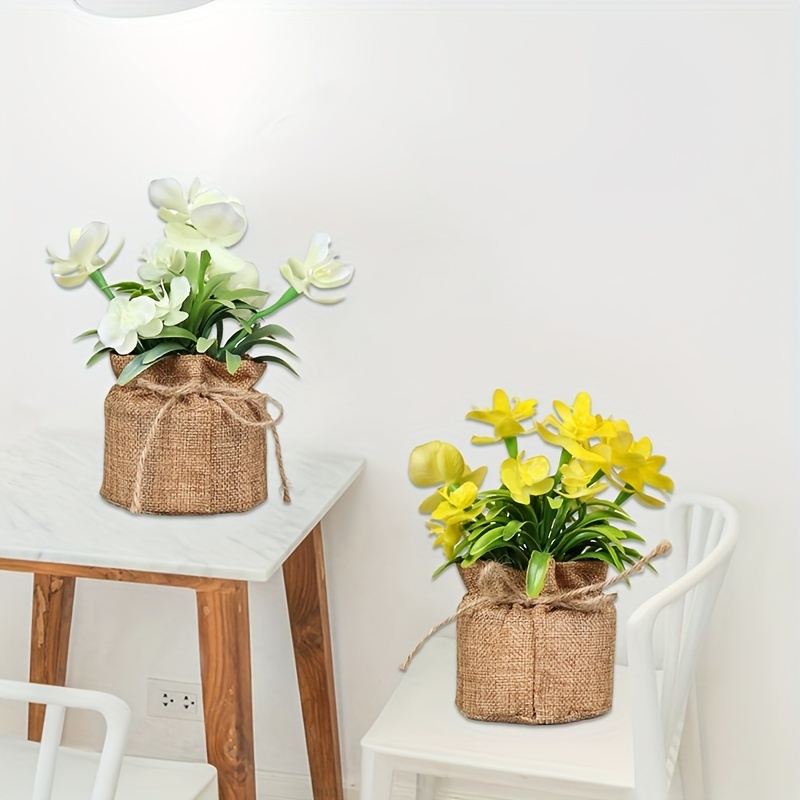 Flores artificiales en maceta, plantas falsas de plástico para decoración  del hogar, plantas artificiales pequeñas en macetas para boda, hogar