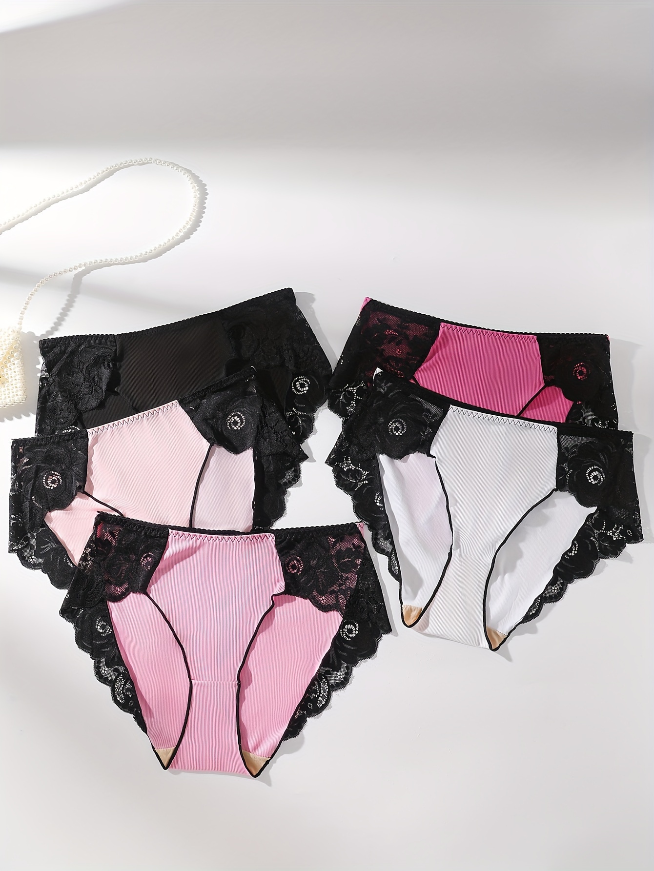 Women's Seamless Lace Underwear One Piece MID Waist Panties