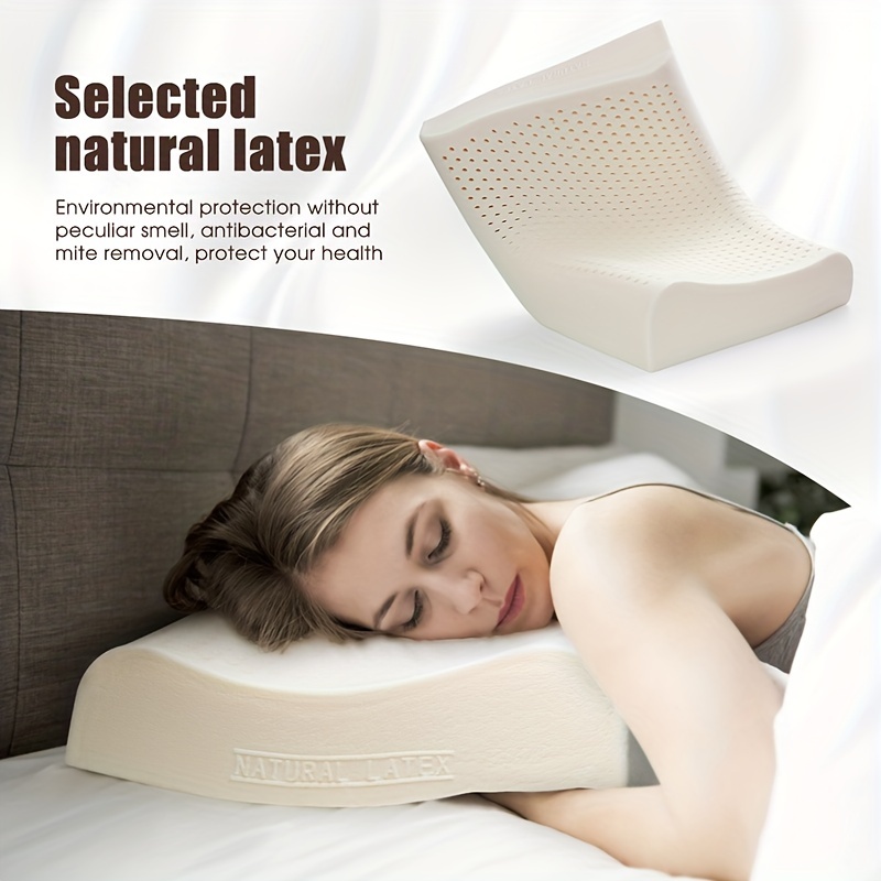1pc Almohada de látex natural protege la columna cervical y ayuda a dormir  núcleo de almohada para adultos hogar dormitorio almohada individual
