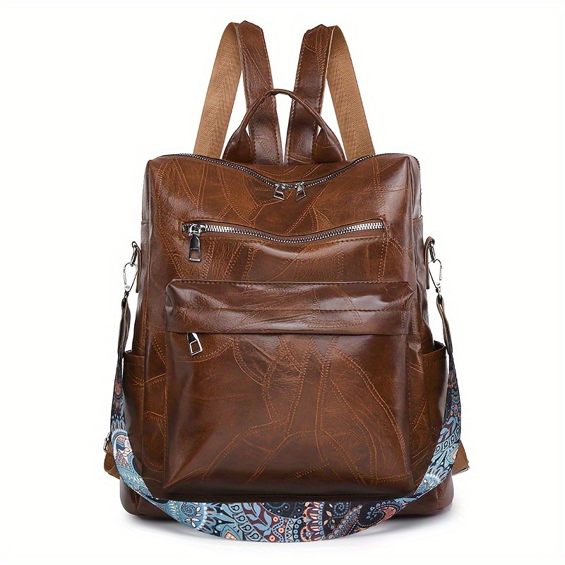 Retro Style Backpack With Convertible Strap, Large Capacity Crossbody ...