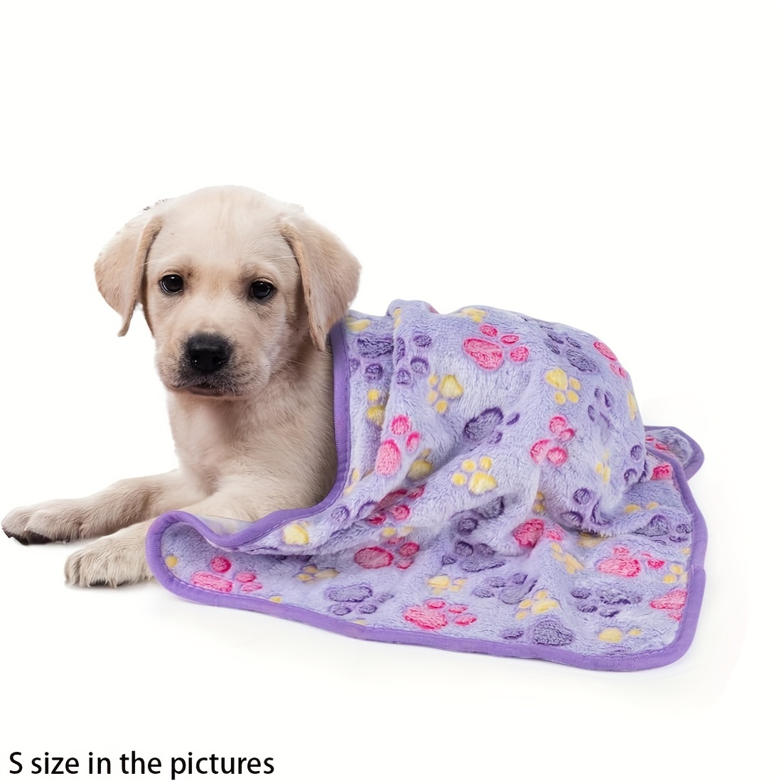 1pc Pet Cage Mat Dog Blanket Paw Print Fleece Blanket Warm Soft Sleeping Mat