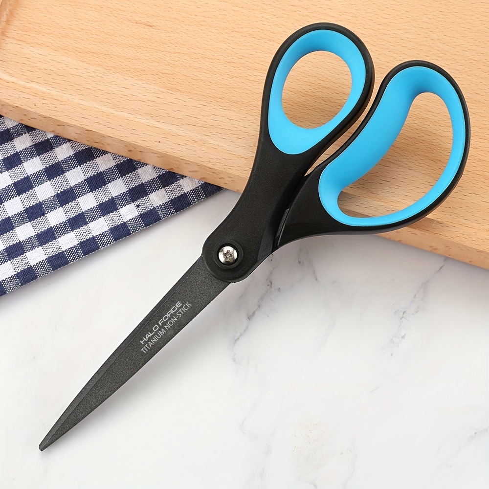 1pc Sharp Scissors All Purpose Titanium Coated Non-stick Office Shears  Multipurpose For Home School Sewing Craft Cut Paper Fabric Comfortable Grip  8.3