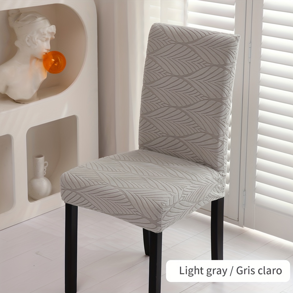 TEMU 1pc/4pcs/6pcs Housses de Chaise de Salle à Manger Élastiques, Motif Feuille, Housses de Chaise Amovibles, Utilisation Toutes , Convient pour