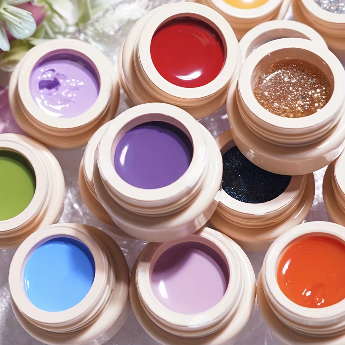 Solid Gel Nail Polish White Red Blue Green Purple Glitter Cream Pudding