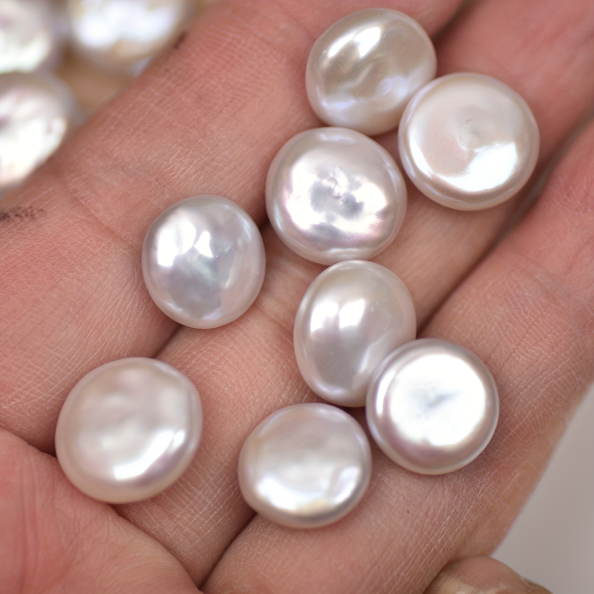 Flat Round Freshwater Pearl for DIY Earrings & Accessories
