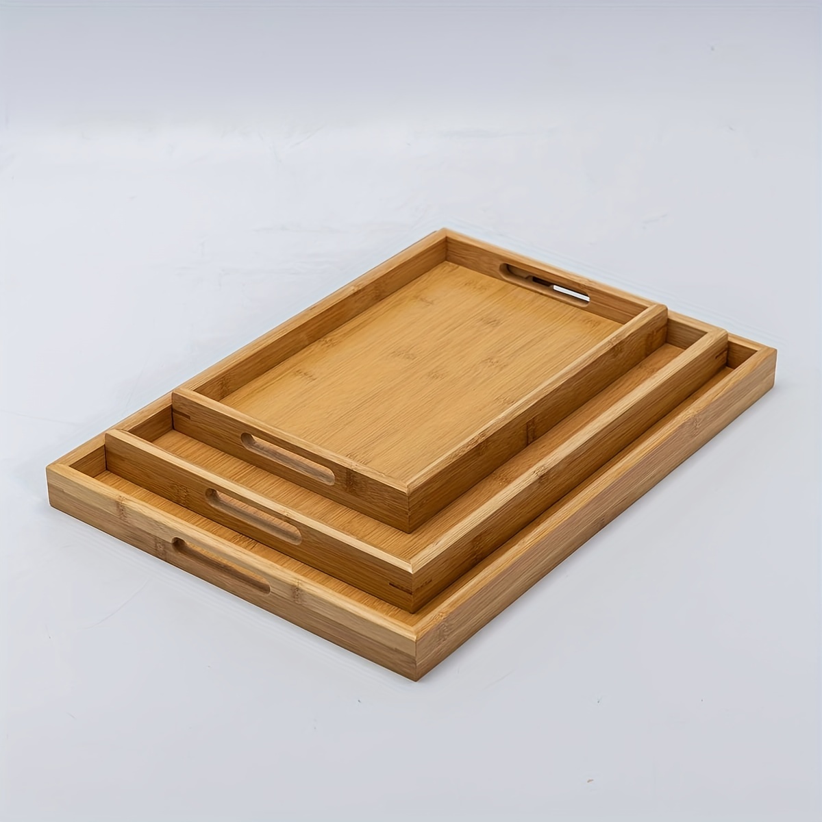 5PCS Unfinished Rustic Square Wood Household Wood Trays For Crafts Wood Tray
