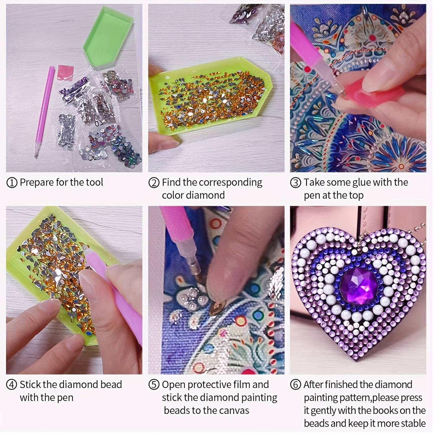 Artificial Diamond Painting Keychain Diy Diamond Painting - Temu