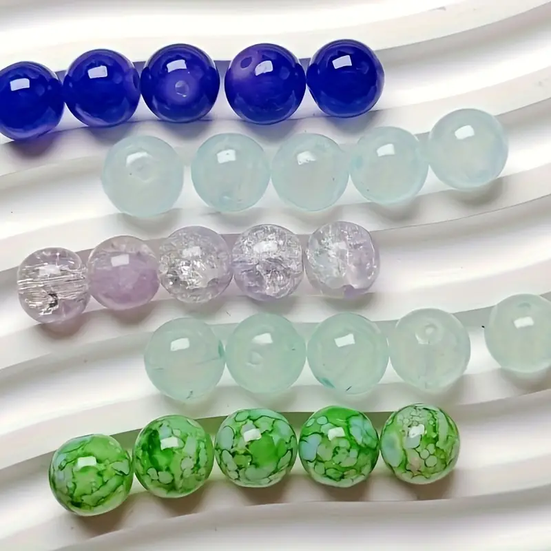 Glass Two color Frosted Burst Perforated Moon Beads Change - Temu