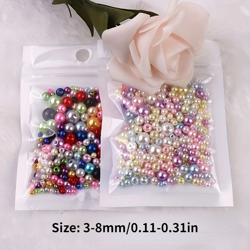 Mix Size Beads With Hole Colorful Pearls Round Acrylic - Temu