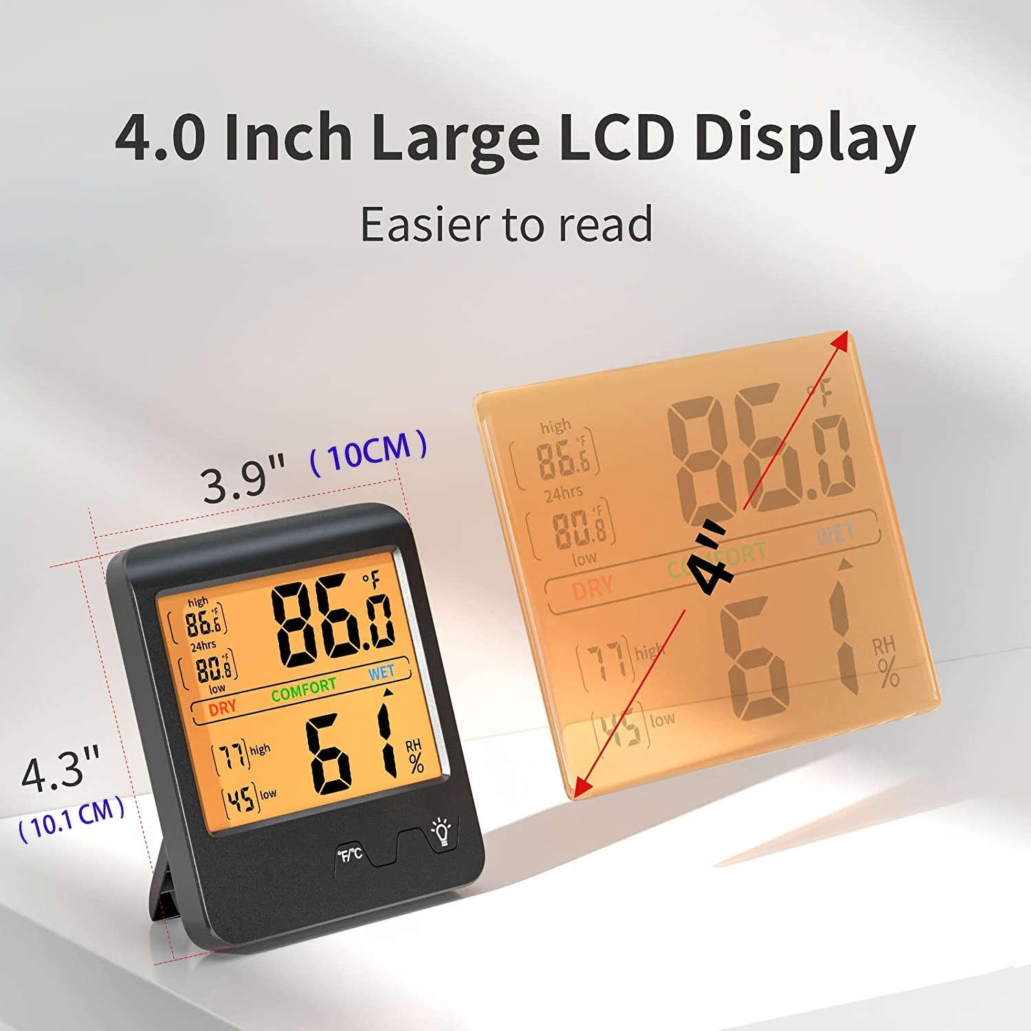 Backlight Screen Hygrometer Indoor Thermometer Temperature - Temu