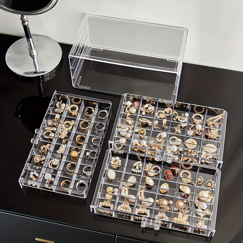 Multi-grid Jewelry Clear Storage Box Big Capacity Compartment Beads  Organizer Case Rings Earrings Necklace Holder Container