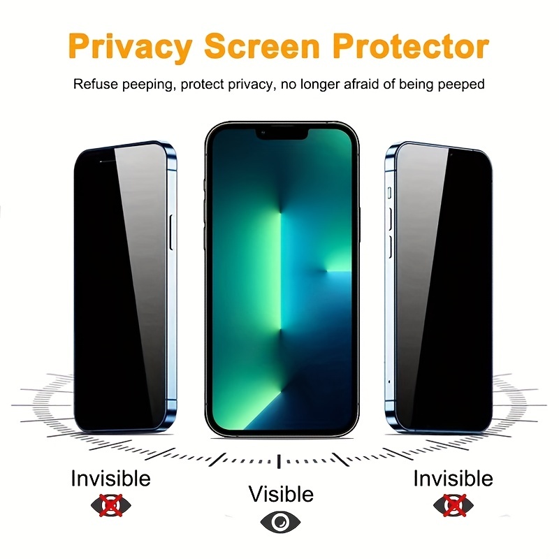 GLASS-M Protector de pantalla de privacidad para iPhone 13 Pro/iPhone  13/iPhone 14, vidrio templado antiespía 9H, cobertura completa, cubierta de