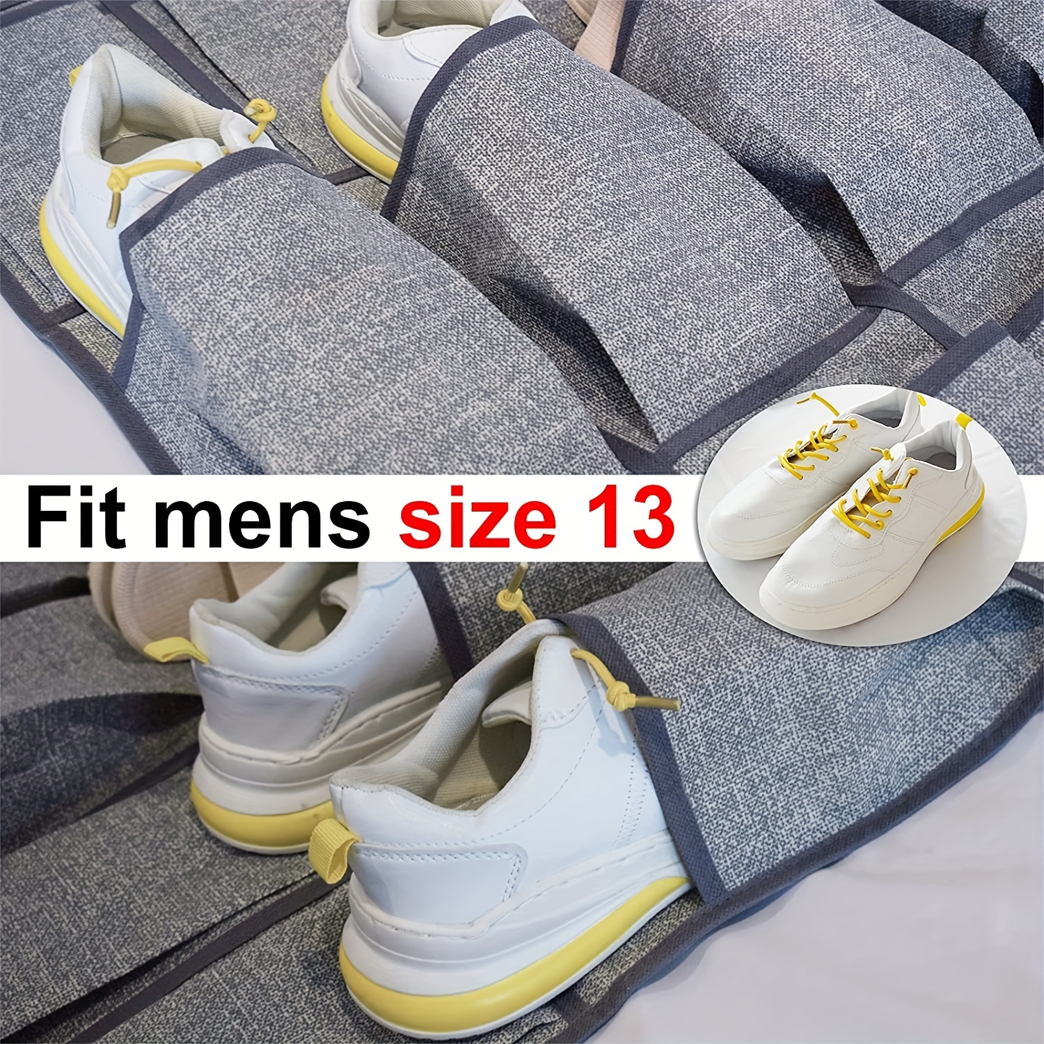 24 Extra Large Fabric Pockets Over The Door Shoe Organizer For Closet -  Hanging Shoe Rack Storage Holder For Men And Women Sneakers, High Heeled  Shoes, And Slippers - Grey - Temu