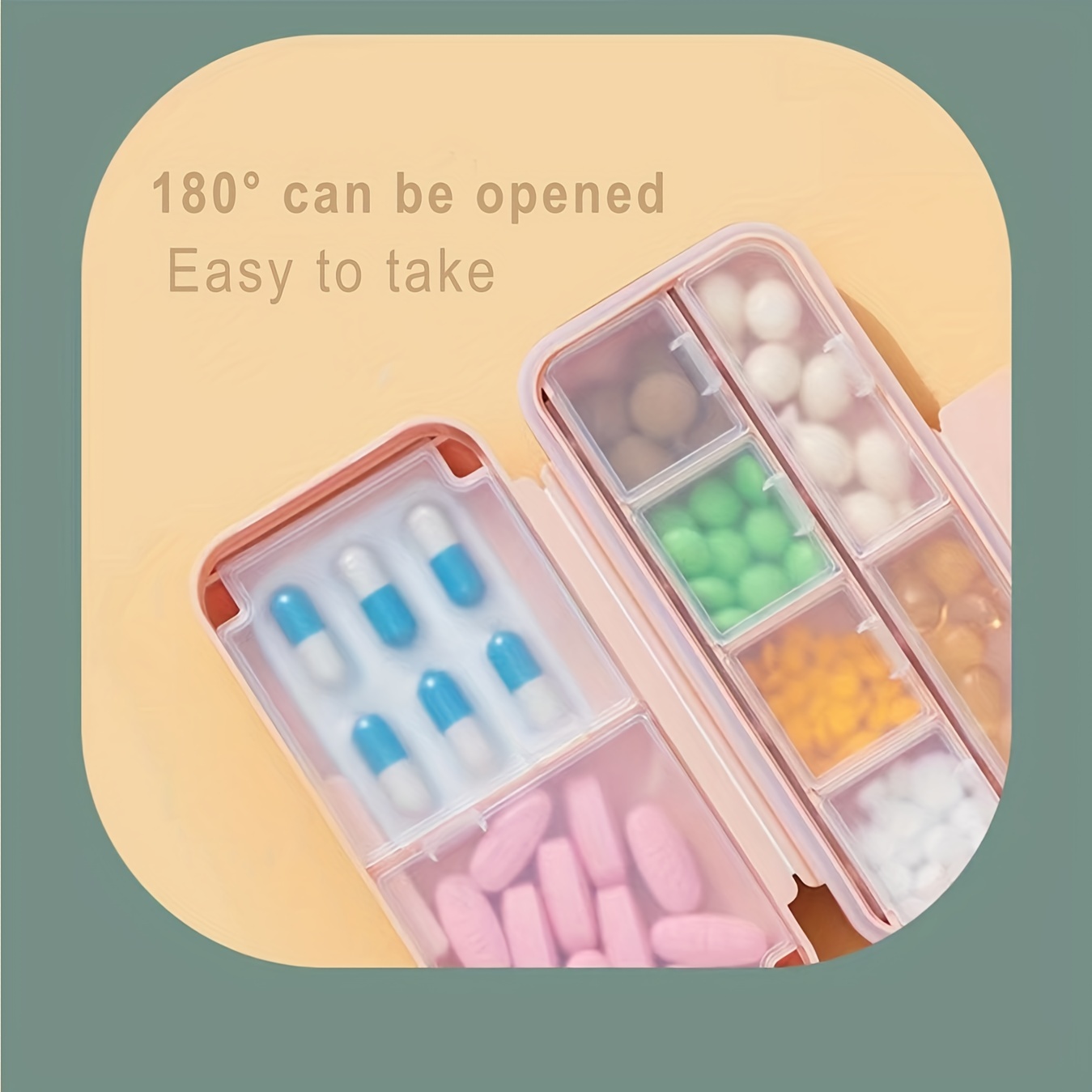 Daily Pill Organizer, 8 Compartments Portable Pill Box