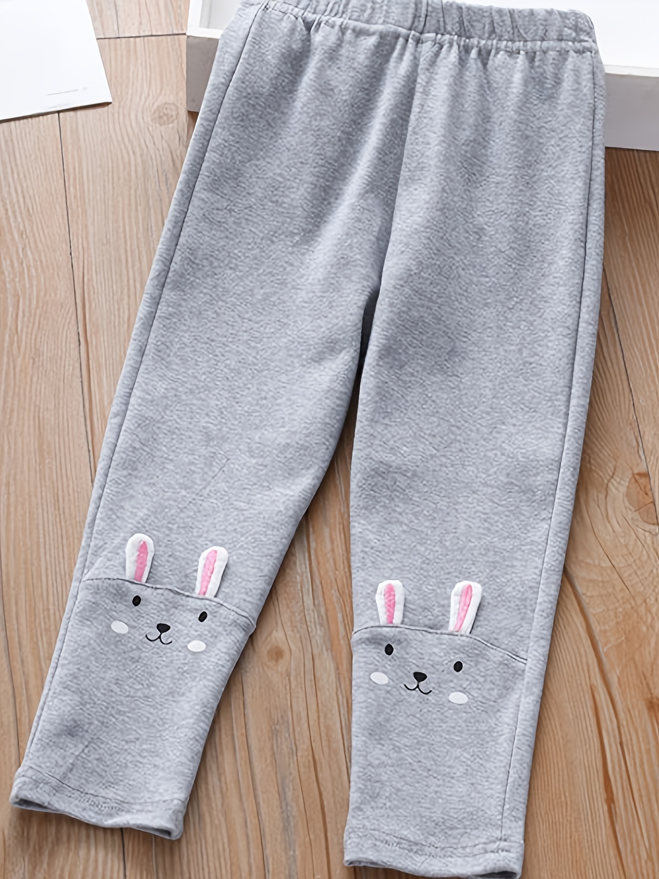 Girls' Cute Bunny Embroidery Ankle Legging Pants Slim Fit - Temu